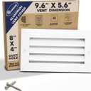 Fits 8" x 4" Duct Hole [9.6" x 5.6" Face] - Aluminum Return Grille, Rustproof, Fixed Blades, Suitable for Ceiling or Wall, No Adjustable Components