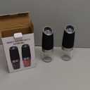 Gravity Electric Salt and Pepper Grinder set of 2, Automatic Salt And Pepper Grinder Set, Adjustable Roughness, Battery Powered, LED Light, 2 Pack, (Black)