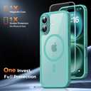 TAURI for iPhone 16 Plus Case with Screen Protectors, Compatible with MagSafe [Not-Yellowing], Military-Grade Protection, Slim Magnetic Case for 16 Plus, Green