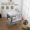 Baby Changing Table, Versatile Portable Folding Changing Table, Waterproof Diaper Changing Station with Waste Basket, Adjustable Height with 2 Drawers, Baby Changing Station for Infant and Newborn