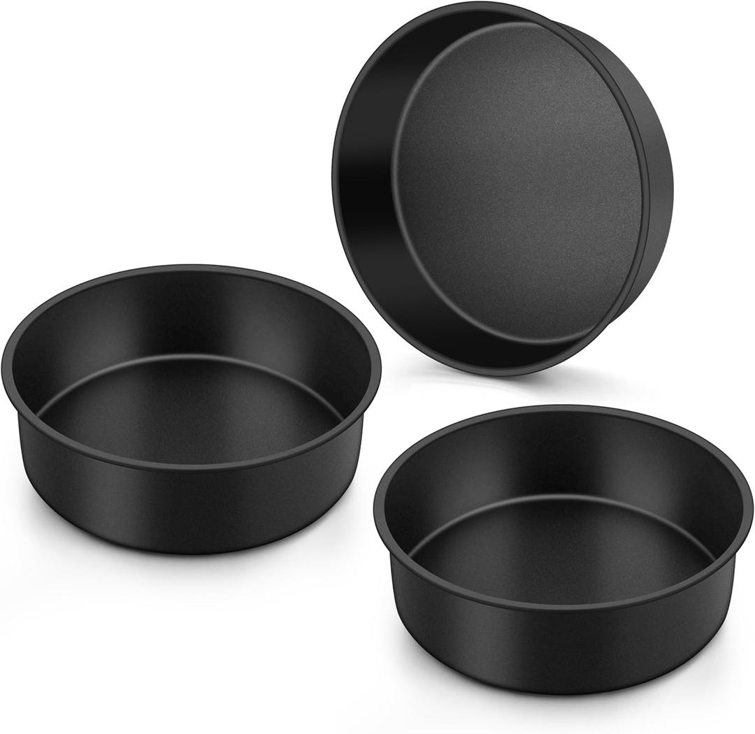 6 Inch Small Cake Pans Sets of 3 for Baking Round Smash Cake Baking Pans for Birthday Wedding Stainless Steel Core with Nonstick Coating