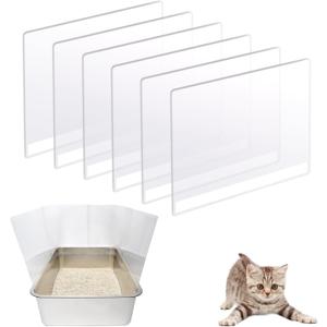 6PCS Cat Litter Box Pee Shields, Transparent Easy Clean Splash Guard for Open Top Litter Pan 14.511.5in- Litter Box Not Included(6PC)