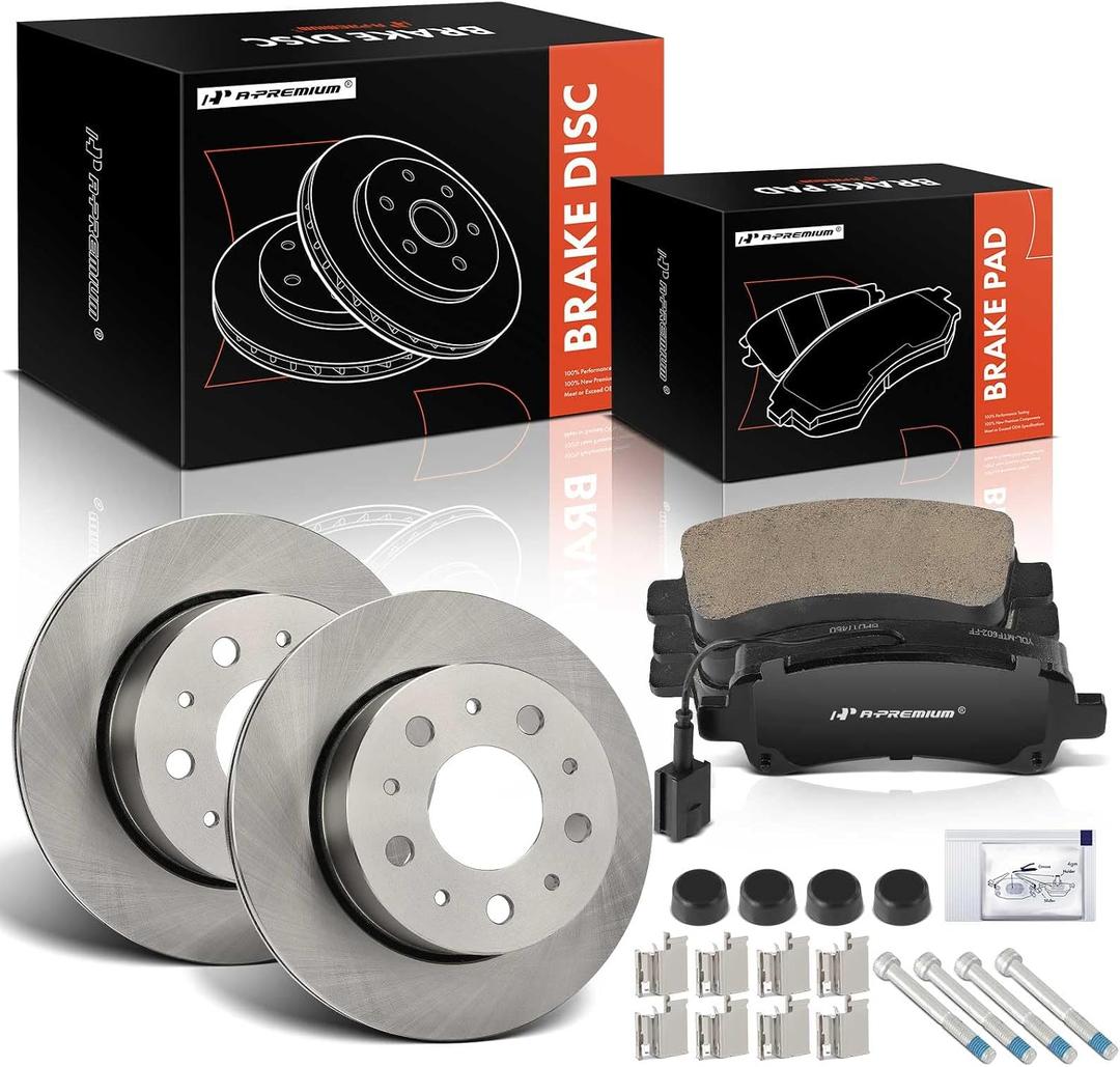 A-Premium 11.81 inch (300mm) Rear Vented Disc Brake Rotors + Ceramic Pads Kit Compatible with Select Ram Models - ProMaster 1500 2014-2020, ProMaster 2500 2014-2020, ProMaster 3500 2014-2020, 6-PC Set