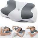DONAMA Cervical Neck Pillow- Ergonomic Pillows for Pain Relief, Contour Memory Foam Pillow for Side/Back/Stomach Sleepers, CertiPUR-US Certified with Cooling Ice Silk Pillowcase (Grey)