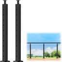  36" Cable Railing Posts, 2Pack Adjustable Top Level Drilled Line Posts(35"x2"x2"), LPS01