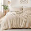 MILDLY Super Soft Duvet Cover - 100% Washed Microfiber Light Khaki Comforter Cover Set 3 Pieces with Zipper Closure & Corner Ties (No Comforter) (Queen(90"x90"))
