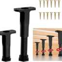 Adjustable Height Center Bed Support Leg for Sagging Shelf, Furniture Legs for Frame,Slat and Riser, Adjustable Height 5.1"-8.6" (2PCS)