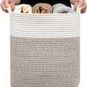 Medium and Large Woven Basket//With Handle, Used for Toys and Fabric Storage Basket used for Storing xl Storage Box, Decorative Storage Box Room (14L*15.7H WWhite Brown, 14L*10W*15.7H)