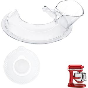 Mixer Pouring Shield and Bowl Cover (for Stainless Steel Bowl ONLY)) Compatible with 6-7 Quart Bowl Lift Stand Mixers Accessories and Attachments, Splash Guard Lid Prevent Spilling