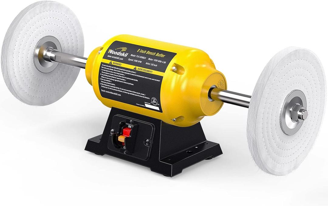 3/4HP Bench Buffer Polisher 4.8A, 8 inch Jewelry Buffer Polisher Machine, 3600 RPM Powerful Bench Polisher with Dual cotton Wheels for Jewelry, Metal, Wood, Jade, Knife, Plastic