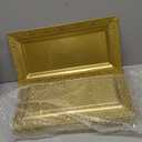 2 (pk) 14" x 7.5" Gold Lace Rim Plastic Serving Trays & Platters | Heavy Duty Disposable Decorative Dessert Tray - Party Platters for Upscale Parties Candy Cupcake Weddings