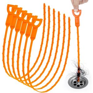 25 Inch Snake Drain Clog Remover Tool, 6PCS Hair Drain Cleaner Tool, Hair Cather Shower Drain Tool, Drain Auger hair Cleaning Tool for Shower Kitchen Sink Bath Tub Bathroom