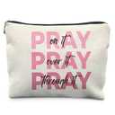 Likjad Pink Christian Makeup Bag, Pray On It Pray Over It Bible Verse Cosmetic Bags for Women, Trendy Girly Christian Makeup Pouch, Religious Gifts Zipper Pouch