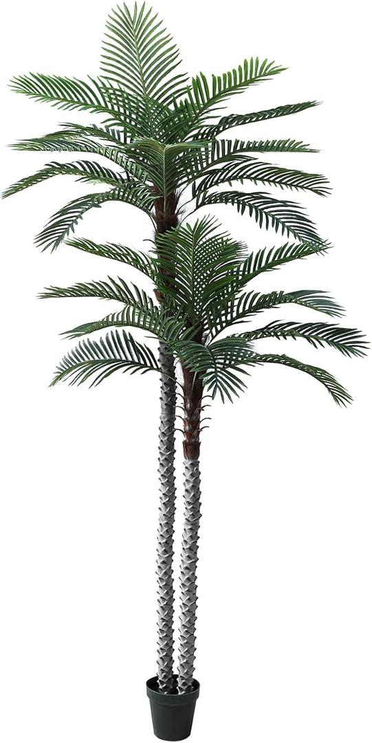 Nafresh 10ft Tall UV Resistant Faux Palm Tree, 120in Artificial Palm Tree Indoor Outdoor with Real Bark and Realistic Leaves and for Home House Office Living Room Yard Patio.