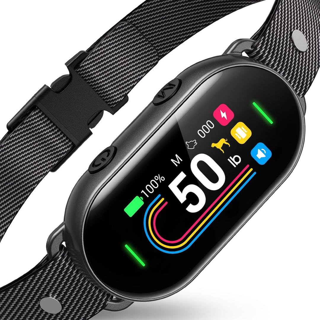 Smart Dog Bark Collar - for Small Medium Large Dogs 10-100lbs, Automatic Dog Training Collar to Decrease Barking, Anti Barking Device with 4 Training Modes, More 8 Sensitivity Levels, Black