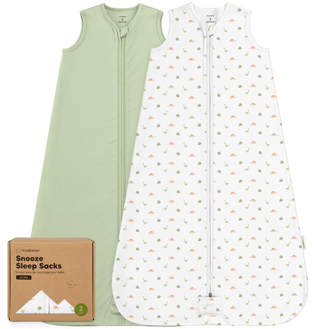2-Pack Baby Sleep Sacks, Zipper Wearable Blanket - 0.5TOG Organic Cotton,Lightweight,Soft Cozy Toddler Sleeping Sack 12-24 months,Easy to Wear Large Newborn Transition Swaddles Sleepsacks(Roarsome, L)