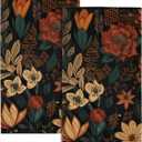 Giwawa Boho Floral Hand Towels Set of 2 Black Mid Century Fingertip Towel Absorbent Face Towel Soft Dish Towels for Gym Bath Kitchen Home Decor