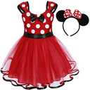 Eledobby Girls Polka Dots Princess Dress Up Mini Mouse Costume Toddler Christmas Birthday Gift Party Tulle Dress Red, Size 120