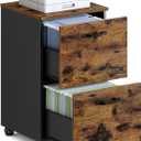 VASAGLE 2-Drawer File Cabinet, Small Rolling Filing Cabinet for Home Office, Printer Stand, for A4, Letter-Size Documents, 15.7 x 16.5 x 27.6 Inches, Rustic Brown and Ink Black UOFC040B01