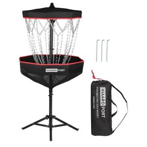 PDGA Approved - HIAARO Portable Disc Golf Basket with 16 Heavy Duty Chains, Foldable Disc Golf Target with Carry Bag for Practice