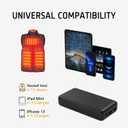 5V 2A 20000mah Heated Vest Heated Jacket Battery Pack Power Bank Rechargeable Battery for for Heated Vests Heated Jackets Heated Hoodies for Men Women(No DC Port, Not Suit for 7.4v)