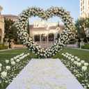 Proposal Decorations Kit Will You Marry Me LED Neon Light Metal Heart Stand Carpet 2000 Rose Petals 30 Artificial Roses for Proposal Engagement (Rose on The Stand Not Include)(White)