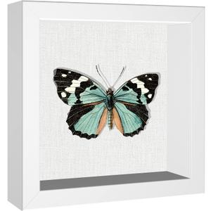 Califortree 5x5 Small Shadow Box Frame with Soft Linen Back - Metal Push Pins Included, Memory Shadow Box Display Case for Bouquet Awards Medals Wedding Photos and More, White