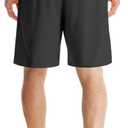 Aolesy Men's Basketball Shorts 7"/9" Athletic Gym Shorts with Zipper Pockets Lightweigh Quick Dry Mesh Workout Shorts (Black, L)