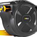 Retractable Air Hose Reel, 3/8" x 100Ft Flex Hybrid Air Hose Max 300PSI Kink-resistant Air Compressor Hose Reel Auto Rewind with 6Ft Lead in, Quick Connect, 180 Swivel Mounting Kit