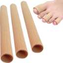 Chiroplax Toe Tubes Sleeves Protectors Cushions Fabric & Gel Lining Finger Toe Separator Tubing for Bunion Hammer Toe Callus Corn Blister (3 Pack, Large)