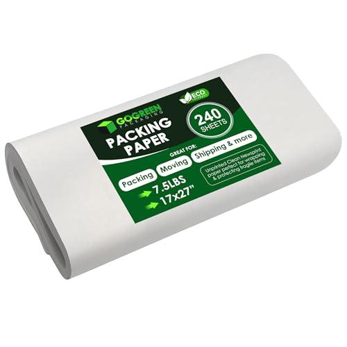 Newsprint Packing Paper – 240 Sheets, Large 27" x 17" Unprinted Packing Paper Sheets for Moving, Shipping, Wrapping & Storage | Packaging Paper for Moving, Packing, Made in USA.