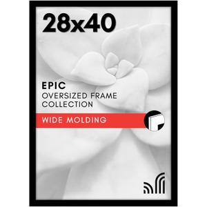 Americanflat 28x40 Poster Frame with Polished Plexiglass - Black Picture Frame - Wide Photo Frames Made of Engineered Wood for Vertical or Horizontal Wall Display - Epic Collection - Black