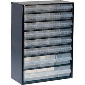 Raaco Steel Storage Cabinet, Standard 18-Drawer, Clear Polypropylene Plastic Drawer  Small Parts Organizer, Screws, Nuts & Bolts, Crafts & Hardware  Tool Cabinet for Workbench & Wall Storage (C9-18)