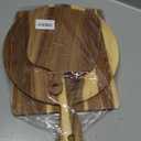 Acacia Wood Cutting Board Set of 3 with Handles  Round, Rectangular & Paddle Charcuterie Boards for Cheese, Meat, Pizza, Bread & Fruits (16"L x 12"W)