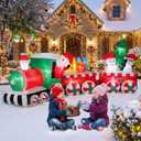 12FT Long Christmas Inflatables Decorations, Outdoor Santa Train Decoration, Giant Blow Up with with Built-in LED Lights for Yard Garden Lawn Holiday Decor