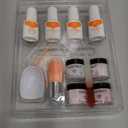 Modelones Pink Dip Powder Nail Kit, 4 Colors White Nude Glitter Dipping Starter Set with Liquid and Complete Accessories for French Nails Art Salon DIY at Home Gifts for Women