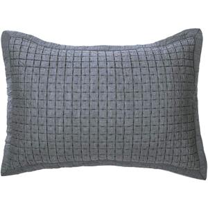 ELEGANT LIFE HOME Cotton Yarn Dyed Chambray Collection Cotton Fill Channel Stitch Washed Standard Pillow Sham Gray Color, 20’’ x 26’’+1.75’’ Flange (1Piece)