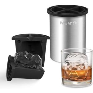 Clear Ice Cube Maker, 2" Stainless Steel Clear Ice Maker for Old Fashioned Whiskey lover, Bourbon, Whiskey, Cocktail Gifts for Men on Birthday or Holiday, Easy-Release Ice Ball Maker Mold (2"-1 PCS, Metallic-Trump)