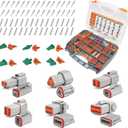 Deutsch Connector Kit - Gray, 599PCS. Waterproof Automotive/Boats Connectors, 16 Contacts in 2 3 4 6 8 12 Pin Connectors (14-20AWG) Sizes.