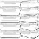 KOMUEE 10 Packs 30 oz Glass Meal Prep Containers, Glass Food Storage Containers with Lids, Airtight Glass Lunch Bento Boxes, Microwave, Oven, Freezer and Dishwasher, White