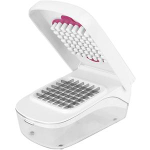 OUKENS Manual Food Chopper, 3-in-1 Multifunctional Vegetable Fruit Cutter with Container for Onion, Potato, Carrot, Easy Push Down Handheld Kitchen