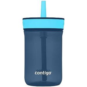 Contigo Kids’ Leighton Straw Tumbler with Spill-Proof Leak-Proof Lid 14oz Blueberry/Blue Raspberry 2 Pack