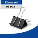 Eclirgan 1.2-Inch Medium Paper Clamp with Heavy-Duty/Rust-Resistant/Folding,96-Pack Thick Metal Binder Clip in 8 BoxesBlack Paper Clips Set for DIY/Crafts/File/Paperwork