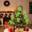 20 Pcs Christmas Tree Topper 14.9'' Lime Green Furry Tree Picks 7'' Red Berry Stems Christmas Ornament for Xmas Topper Wreath Vase Filler Home Decorations Supply Gift