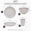 Wheat Straw Dinnerware Sets for 4 - KFT Lightweight & Unbreakable Dishes Microwave & Dishwasher Safe Perfect for Camping, Picnic, RV, Dorm Plates, Cups and Bowls (Gray) (Graphite)