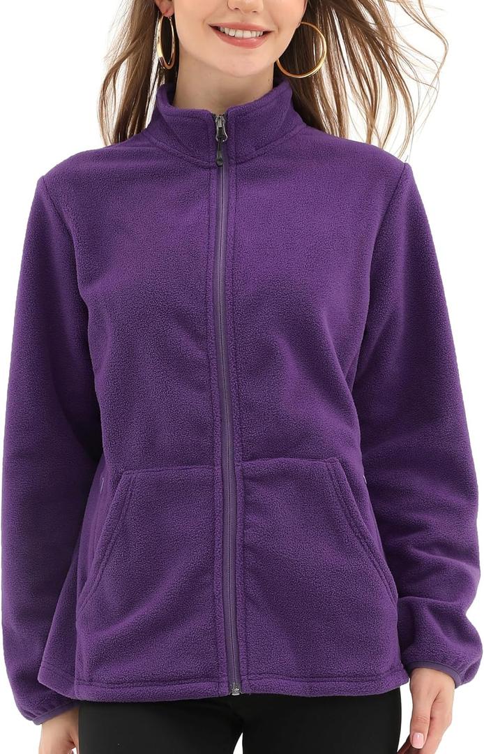 Argstar Women's Fleece Jacket with 6 Pockets (XS-2XL) (Purple, XL)