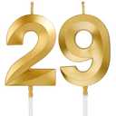 Birthday Candles, 1.96 Inch Number 28 Happy Birthday Candles, Number Candles Decoration for Birthday Party and Anniversary Celebration(Champagne Gold)