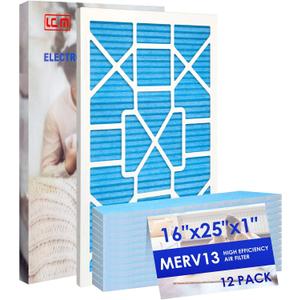 LGM 16x25x1 AC Furnace HVAC Filter Reusable Electrostatic Filters MERV 13 For Households With Pets, 12 Pack, (Precise Size 15.68" x 24.68" x 0.75")