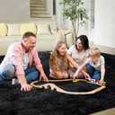 5X8 Ultra Soft Rug for Living Room, Fluffy Shag Area Rug for Bedroom, Modern Shaggy Carpets Fuzzy Rug for Teens Dorm Nursery Home Decor Aesthetic, Upgrade Anti-Skid Durable, Black