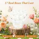 17 Forever Flowers in a Luxury Suede Box, Preserved Roses Birthday Gifts for Women, Romantic Anniversary Valentines Day Gift for Her Girlfriend Wife, White
